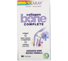 Solaray, Collagen Bone Complete, усовершенствованная формула костной матрицы, 90 капсул с оболочкой из ингредиентов растительного происхождения
