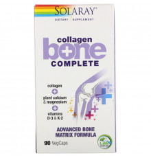 Solaray, Collagen Bone Complete, усовершенствованная формула костной матрицы, 90 капсул с оболочкой из ингредиентов растительного происхождения