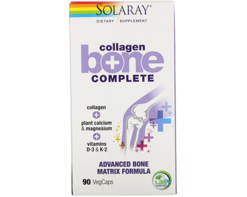 Solaray, Collagen Bone Complete, усовершенствованная формула костной матрицы, 90 капсул с оболочкой из ингредиентов растительного происхождения Solaray, Collagen Bone Complete, усовершенствованная формула костной матрицы, 90 капсул с оболочкой из ингредиентов растительного происхождения