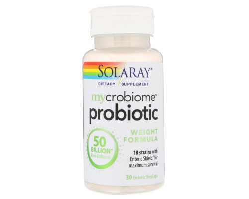 Solaray, Mycrobiome Probiotic Weight Formula, 50 Billion, 30 VegCaps Solaray, Mycrobiome Probiotic Weight Formula, 50 Billion, 30 VegCaps