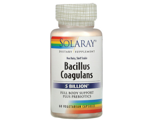 Solaray, Bacillus Coagulans, 5 Billion, 60 Vegetarian Capsules Solaray, Bacillus Coagulans, 5 Billion, 60 Vegetarian Capsules