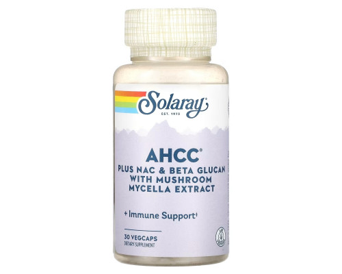 Solaray, AHCC Plus NAC & Beta Glucan With Mushroom Mycelia Extract, 30 Vegecaps Solaray, AHCC Plus NAC & Beta Glucan With Mushroom Mycelia Extract, 30 Vegecaps