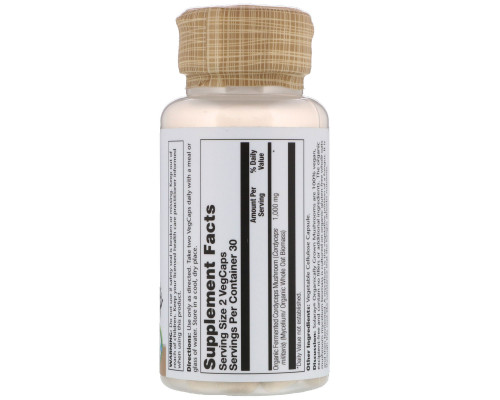 Solaray, Organic Grown Fermented Cordyceps, 500 mg, 60 VegCaps Solaray, Organic Grown Fermented Cordyceps, 500 mg, 60 VegCaps