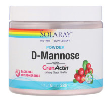 Solaray, D-манноза с клюквой, вкус лимона и ягод , 2000 мг, 7.6 унции(216 г)