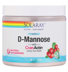 Solaray, D-манноза с клюквой, вкус лимона и ягод , 2000 мг, 7.6 унции(216 г)