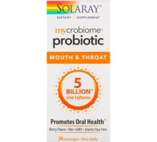 Solaray, Микробиомный пробиотик, рот и горло, с ягодным вкусом, 30 пастилок