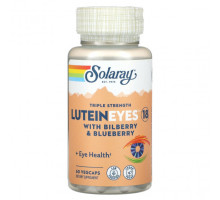 Для глаз Solaray, LuteinEyes 18, с черникой и голубикой, тройного действия, 60 растительных капсул