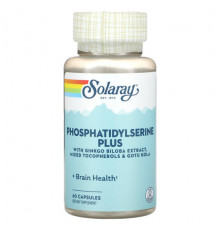 Улучшение памяти и работы мозга Solaray, Phosphatidylserine Plus, 60 капсул
