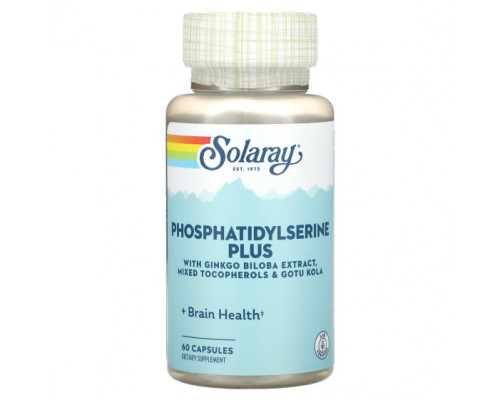 Улучшение памяти и работы мозга Solaray, Phosphatidylserine Plus, 60 капсул Улучшение памяти и работы мозга Solaray, Phosphatidylserine Plus, 60 капсул
