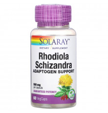 Solaray, Rhodiola & Schizandra Extracts, 500 mg, 60 Vegetarian Capsules