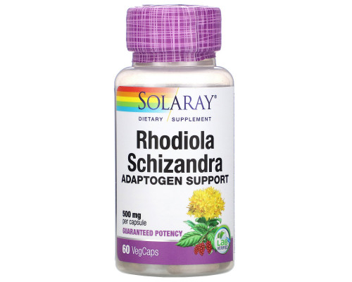 Solaray, Rhodiola & Schizandra Extracts, 500 mg, 60 Vegetarian Capsules Solaray, Rhodiola & Schizandra Extracts, 500 mg, 60 Vegetarian Capsules