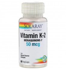 Solaray, Vitamin K-2 Menaquinone-7, 50 mcg, 60 VegCaps
