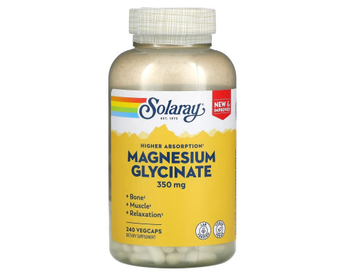 Solaray, Higher Absorption Magnesium Glycinate, 350 mg, 240 VegCaps Solaray, Higher Absorption Magnesium Glycinate, 350 mg, 240 VegCaps