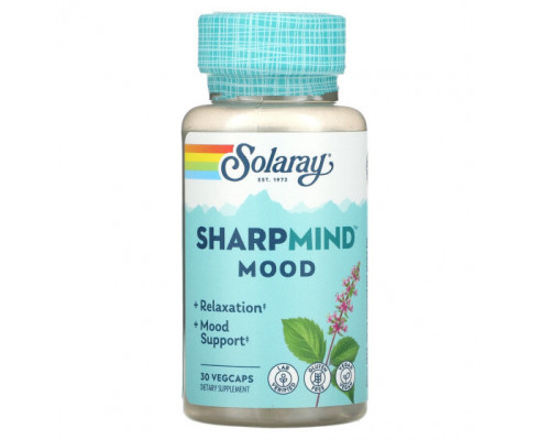 Растительные экстракты и настойки Solaray, SharpMind Mood, средство для улучшения настроения, 30 растительных капсул Растительные экстракты и настойки Solaray, SharpMind Mood, средство для улучшения настроения, 30 растительных капсул