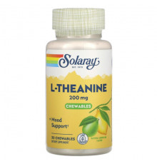 Аминокислоты Solaray, L-Theanine, Natural Lemon-Lime, 200 mg, 30 Chewables