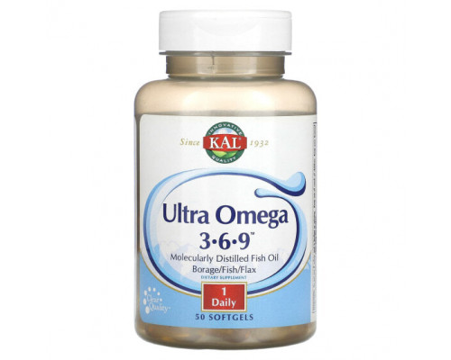 Рыбий жир и Омега 3, 6, 9 KAL, Ultra Omega 3, 6, 9, 50 мягких таблеток Рыбий жир и Омега 3, 6, 9 KAL, Ultra Omega 3, 6, 9, 50 мягких таблеток