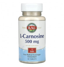 Аминокислоты L-Carnosine, 500 mg, 30 Tablets