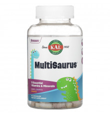 KAL, Dinosaurs, MultiSaurus Vitamins & Minerals, Berry, Grape & Orange, 90 Chewables