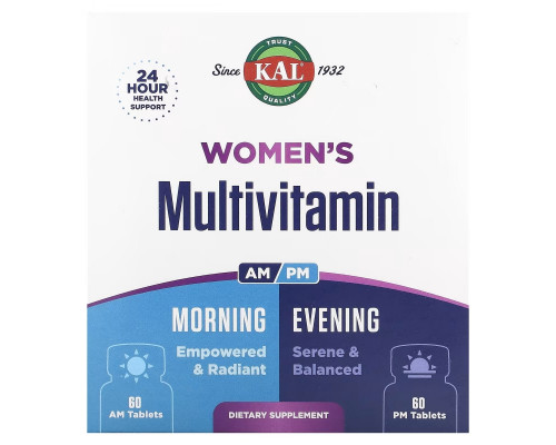 KAL, Women's Multivitamin, Morning & Evening, 2 Pack, 60 Tablets Each KAL, Women's Multivitamin, Morning & Evening, 2 Pack, 60 Tablets Each