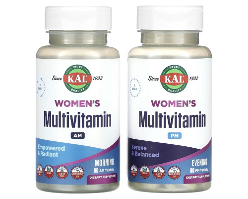 KAL, Women's Multivitamin, Morning & Evening, 2 Pack, 60 Tablets Each KAL, Women's Multivitamin, Morning & Evening, 2 Pack, 60 Tablets Each