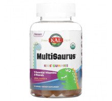 Детское здоровье KAL, Kids Multisaurus, жевательные мармеладки, лимон, апельсин и клубника, 60 жевательных таблеток