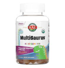 Детское здоровье KAL, Kids Multisaurus, жевательные мармеладки, лимон, апельсин и клубника, 60 жевательных таблеток