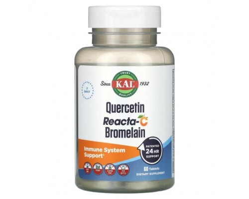Биофлавоноиды KAL, Quercetin Reacta-C Bromelain, 60 таблеток Биофлавоноиды KAL, Quercetin Reacta-C Bromelain, 60 таблеток