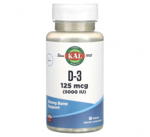Витамин D KAL, D-3, 125 мкг (5000 МЕ), 60 таблеток