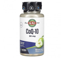 Коэнзим Q10 KAL, CoQ10, зеленое яблоко, 30 мг, 90 микротаблеток