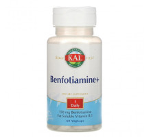Антиоксиданты KAL, Benfotiamine+, 150 мг, 60 капсул с оболочкой из ингредиентов растительного происхождения