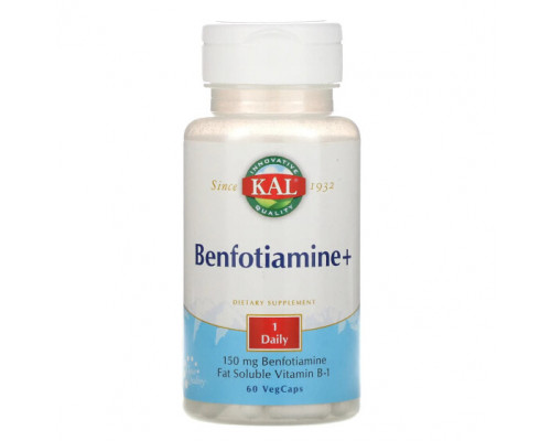 Антиоксиданты KAL, Benfotiamine+, 150 мг, 60 капсул с оболочкой из ингредиентов растительного происхождения Антиоксиданты KAL, Benfotiamine+, 150 мг, 60 капсул с оболочкой из ингредиентов растительного происхождения