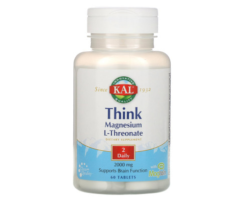 KAL, Think Magnesium L-Threonate, 2000 mg, 60 Tablets KAL, Think Magnesium L-Threonate, 2000 mg, 60 Tablets