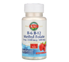KAL, B-6 B-12 Methyl Folate, Mixed Berry, 3 mg / 2500 mcg / 400 mcg, 60 Micro Tablets