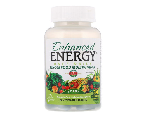 KAL, Enhanced Energy, Once Daily Whole Food Multivitamin, 60 Vegetarian Tablets KAL, Enhanced Energy, Once Daily Whole Food Multivitamin, 60 Vegetarian Tablets