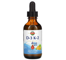 KAL, Drop Ins, витамины D-3 и K-2, натуральный цитрусовый вкус, 2 ж. унц. (59 мл)