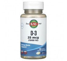 Витамин D KAL, D-3, 25 мкг (1000 МЕ), 200 мягких таблеток