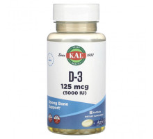 Витамин D KAL, D-3, 125 mcg (5,000 IU), 90 Softgels