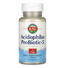 Пребиотики и пробиотики KAL, Acidophilus ProBiotic-5, 60 растительных капсул