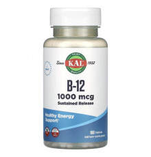 Витамины группы B KAL, Витамин B-12, 1000 мкг, 100 таблеток