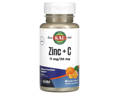 KAL, Zinc + C, Tangerine, 90 Micro Tablets KAL, Zinc + C, Tangerine, 90 Micro Tablets