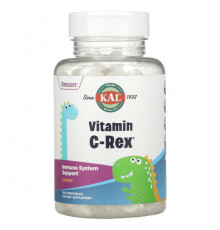 Витамин C KAL, Dinosaurs,Vitamin C-Rex, витамин С, со вкусом апельсина, 100 жевательных таблеток