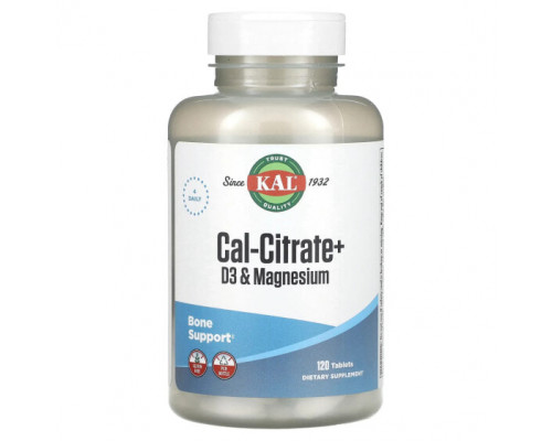 Кальций KAL, Cal-Citrate+, витамин D3 и магний, 120 таблеток Кальций KAL, Cal-Citrate+, витамин D3 и магний, 120 таблеток