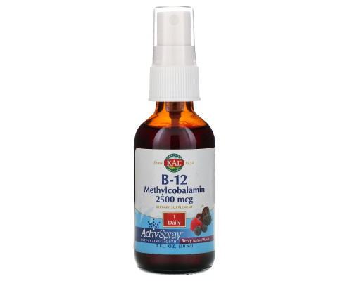 KAL, B-12 Methylcobalamin, Berry, 2500 mcg, 2 fl oz (59 ml) KAL, B-12 Methylcobalamin, Berry, 2500 mcg, 2 fl oz (59 ml)