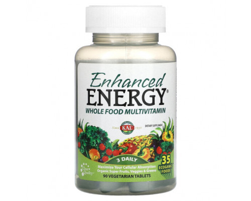 Витаминно-минеральные комплексы Enhanced Energy, Whole Food Multivitamin, 90 Vegetarian Tablets Витаминно-минеральные комплексы Enhanced Energy, Whole Food Multivitamin, 90 Vegetarian Tablets