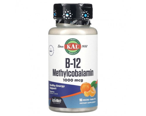 Витамины группы B B-12 Methylcobalamin, Tangerine, 1,000 mcg, 90 Micro Tablets Витамины группы B B-12 Methylcobalamin, Tangerine, 1,000 mcg, 90 Micro Tablets