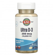KAL, Ultra D-3, 250 mcg (10,000 IU), 90 Softgels