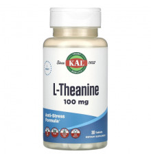 Аминокислоты KAL, L-теанин, 100 мг, 30 таблеток