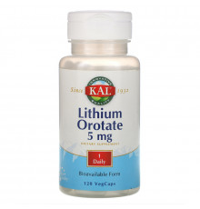 KAL, Lithium Orotate, 5 mg, 120 VegCaps