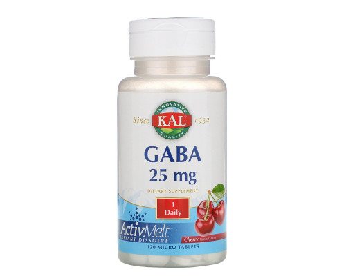 KAL, GABA, Cherry, 25 mg , 120 Micro Tablets KAL, GABA, Cherry, 25 mg , 120 Micro Tablets