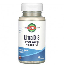 Витамин D KAL, Ultra D-3, 250 мкг (10 000 МЕ), 120 таблеток